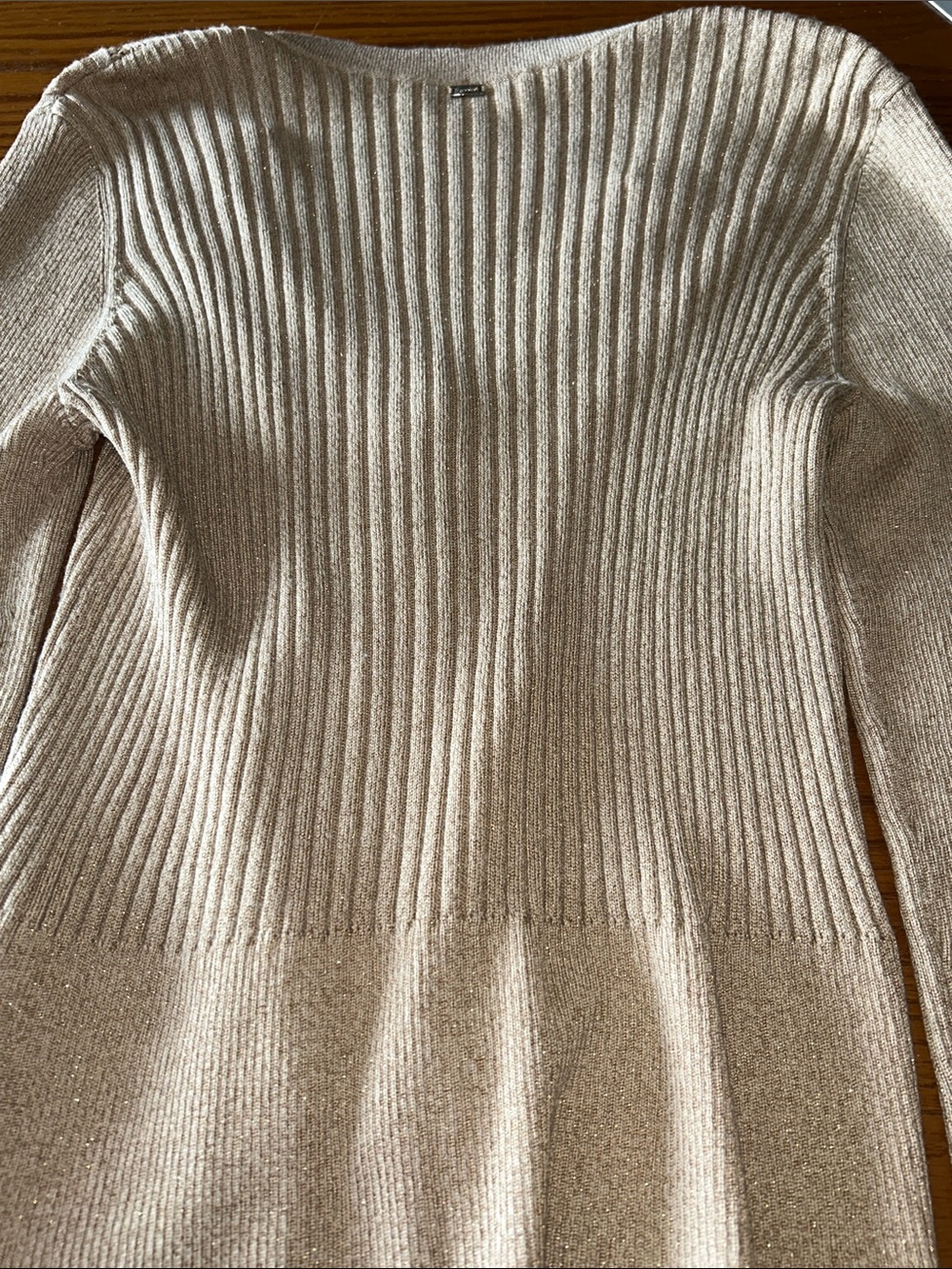 Flawless St John Cashmere Silk Wool Blend Med Cream Cable-Knit Button Sweater - Picture 10 of 12